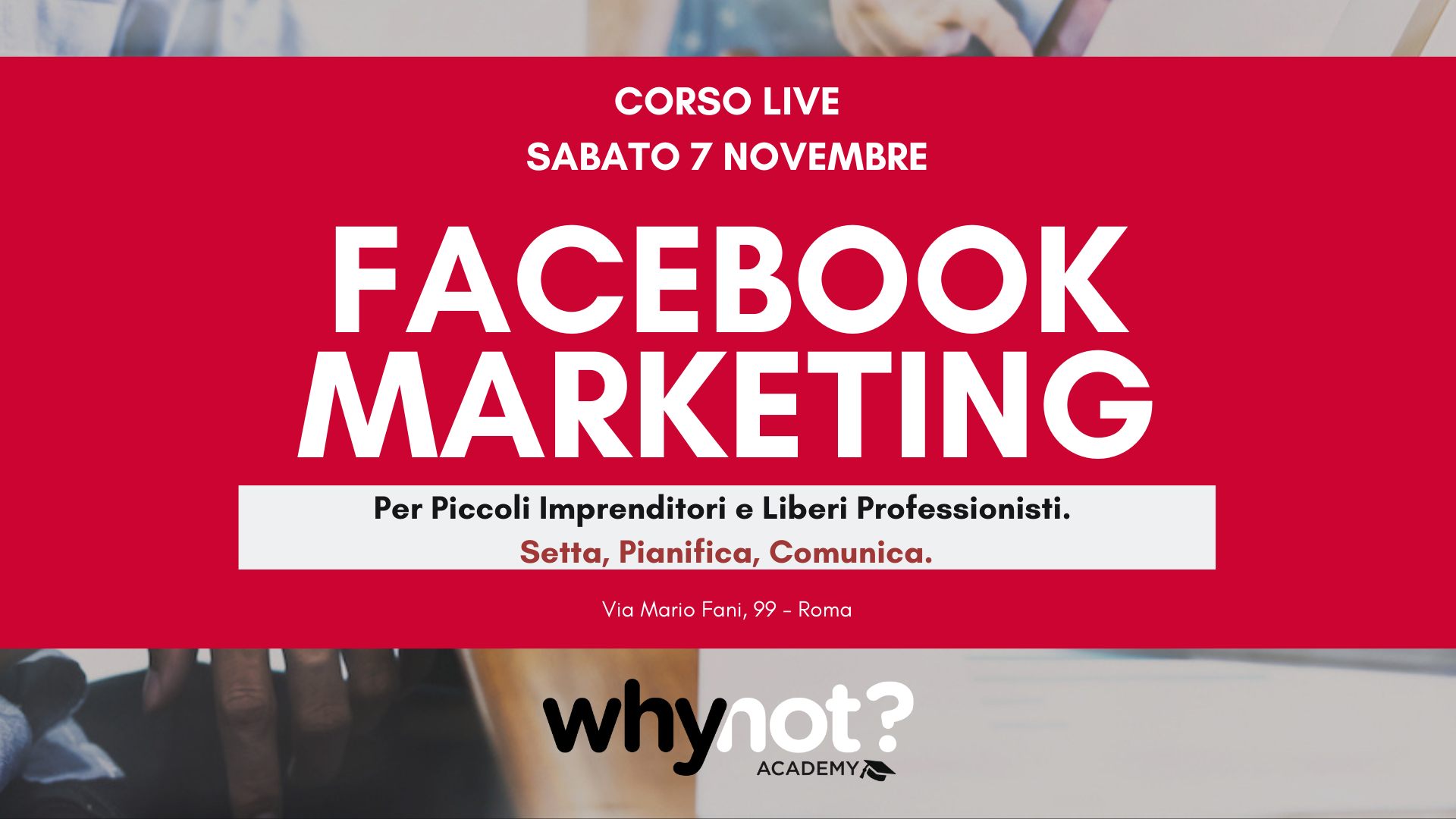corso facebook marketing base presso Why Not Coworking
